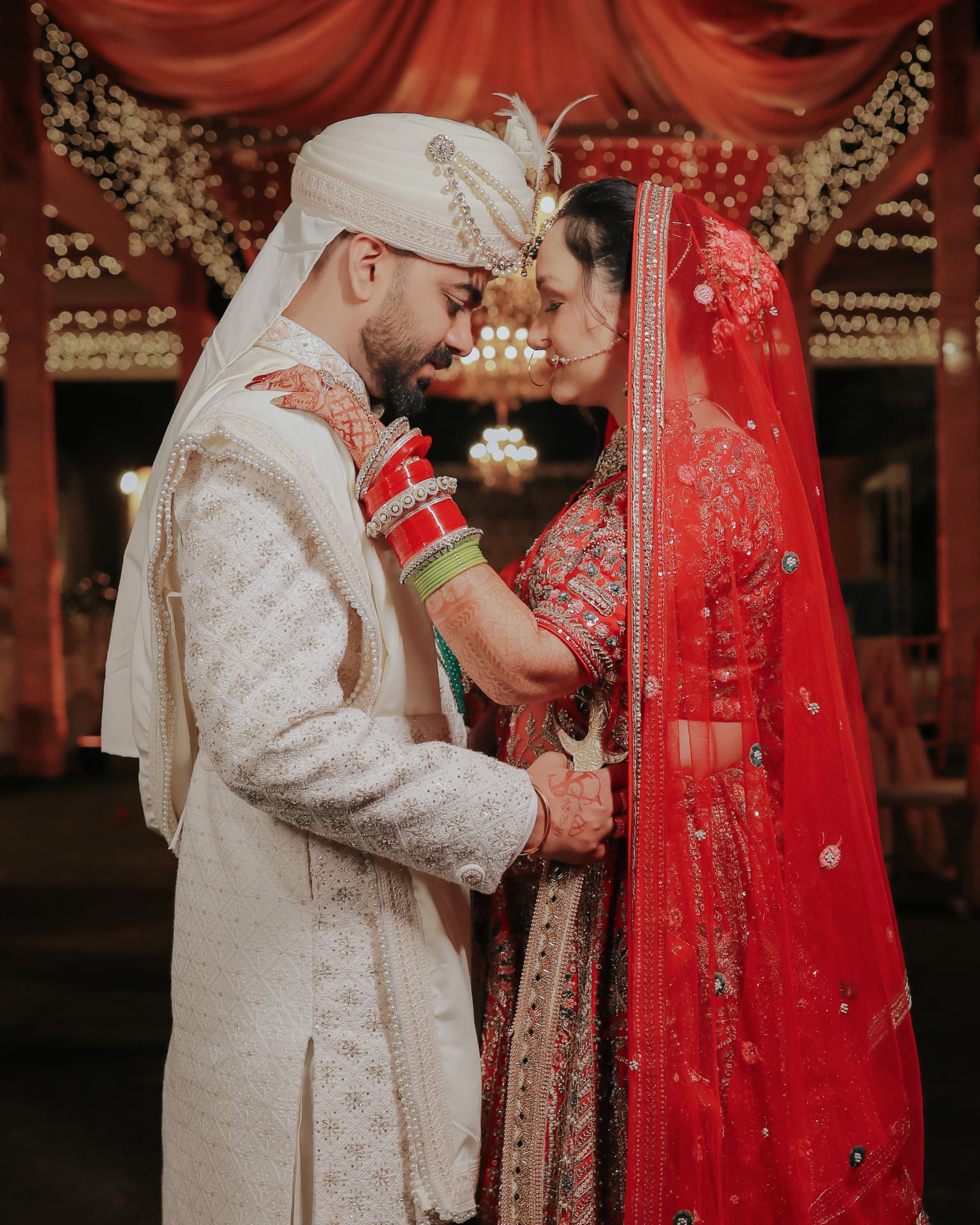 Anand and Soumya at the mandap during their Gurugram wedding ceremony